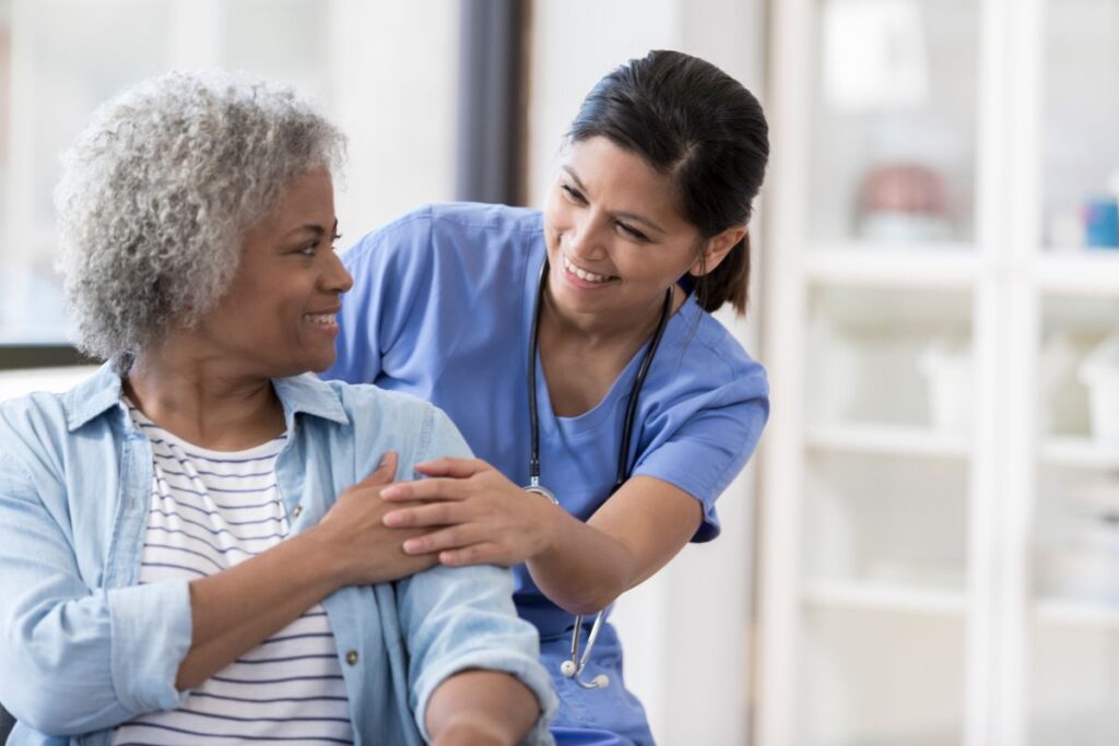 nurse and patient at sleep clinic